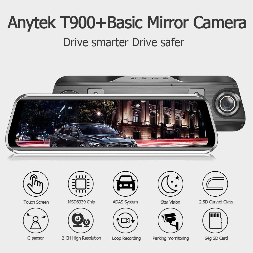 Anytek T900 + 9.66 นิ้ว แบบกระจกมองหลังกล้องหน้า DVR 1080 P + กล้องหลัง1080 P Dash CAM รุ่นใหม่ล่าสุด ชัดที่สุดทั้งกล้องหน้าและกล้องหลัง 2 2eefb694cca56a760cacb275749298a1