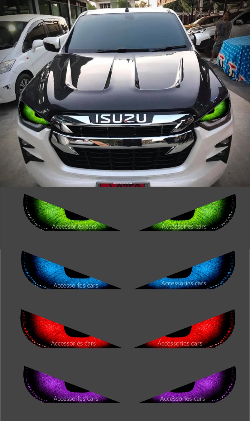สติ๊กเกอร์เขี้ยวกุด แต่งไฟหน้า (รถยนต์) แสงทะลุ (คุณภาพสูง) สีแดง 6 2fd54b6095133f1cf30f741219100632