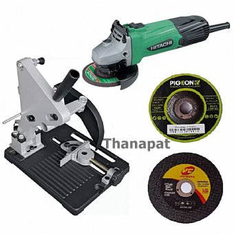 HITACHI เครื่องเจียร 4 นิ้ว รุ่น G10SS + TOSHI แท่นจับเครื่องเจียร พร้อมใบเจียร ใบตัด HITACHI เครื่องเจียร 4 นิ้ว รุ่น G10SS + TOSHI แท่นจับเครื่องเจียร พร้อมใบเจียร ใบตัด