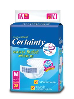 ผ้าอ้อมผู้ใหญ่ เซอร์เทนตี้ แบบเทป ซึมซับดี แห้งสบาย ไซส์M 28 ชิ้น