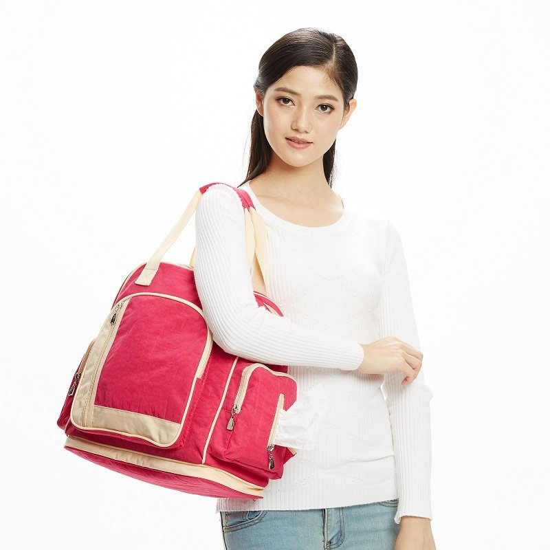 Multifunctional Mummy Bag Messenger Tote Backpacks Diaper Bag (Rose) - intl