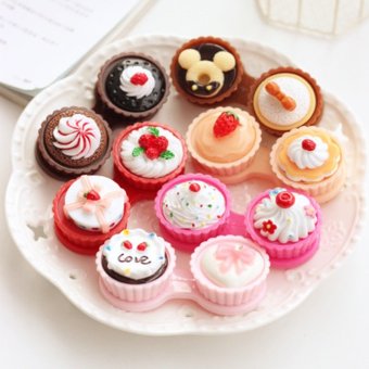 ilovebaby Cake Shape Contact Lens Case Travel Box Bottle Lenses Holder Color Random