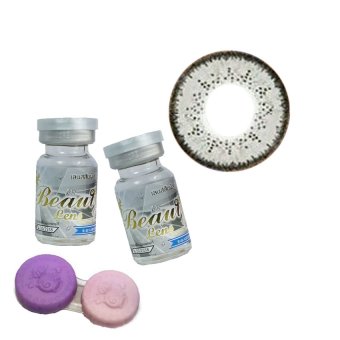 beauty lens คอนแทคเลนส์แบบแฟชั่น รุ่น dots gray 0.00 1 คู่ พร้อมตลับใส่ (สีเทา)