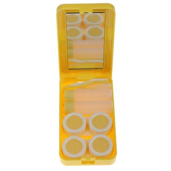 BolehDeals Yellow Contact Lens Care Kit Mirror 2 Bottle Saline Solution Traveling Set