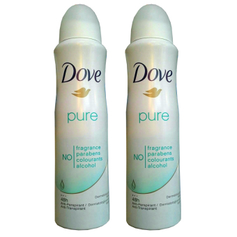 Dove Pure Antiperspirant Deodorant Spray Fragrance Free 48 Hour 150ml (2 ขวด)