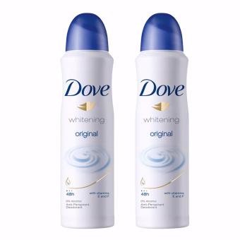 DOVE Deodorant Spray Original (2 pcs) สเปรย์ลดเหงื่อพร้อมระงับกลิ่นกาย โดฟ ไวท์เทนนิ่ง ออริจินัล (2 ชิ้น)