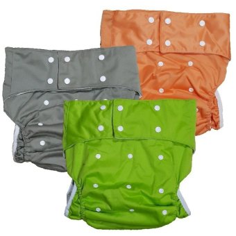 BABYKIDS95 กางเกงผ้าอ้อมผู้ใหญ่ ฟรีไซส์ เซ็ท 3 ตัว (สีเขียว/เทา/ส้ม)