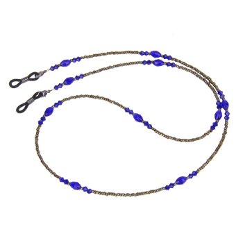 Adjustable Bohemian Artifical Crystal Bead Eyeglass Cord Holder Leash Blue