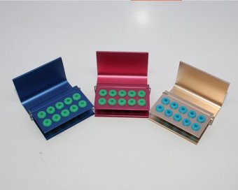 3ชิ้น 10 รูอบนึ่งฆ่าเชื้อ FG บูร์ Burs ฟันเจ้าของบล็อกบล็อก