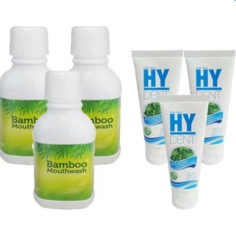 Hylife Bamboo mouthwash 300ml. + HY DENT Set ดูแลสุขภาพปาก 80 g. (3 ชุด)