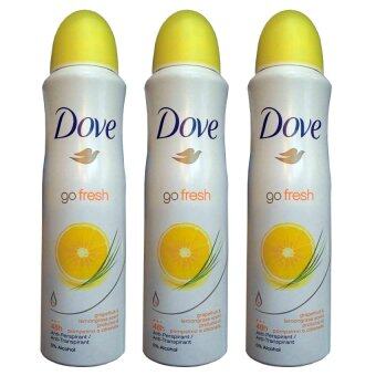 Dove Go Fresh Anti-Perspirant Deodorant Spray Grapefruit & lemongrass Scent 150ml (3 ขวด)