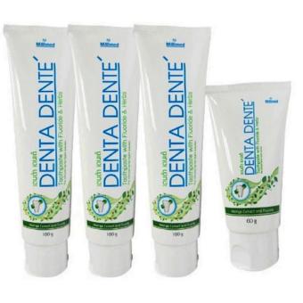 Denta Dente ยาสีฟัน Organic Fluoride ขนาด 160 g. 3 กล่อง + Denta Dente ยาสีฟัน Organic Fluoride ขนาด 60 g. 1 กล่อง (รวม 4 หลอด)