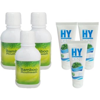 Bamboo mouthwash น้ำยาบ้วนปาก (3 ขวด) + HY DENT ยาสีฟัน (3 หลอด)