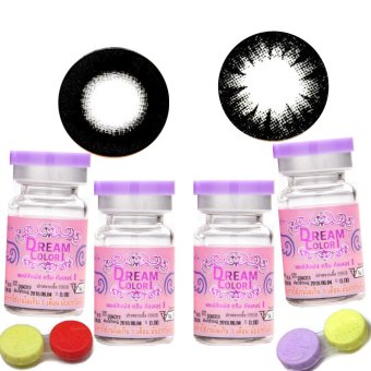 Dreamcolor1แบบสายตาสั้น0.50-3.75 mini rock black + mini circle black คอนแทคเลนส์ดรีมคัลเลอร์ วัน สีดำ เลนส์เล็ก ( อย่างละ คู่) พร้อมตลับใส่