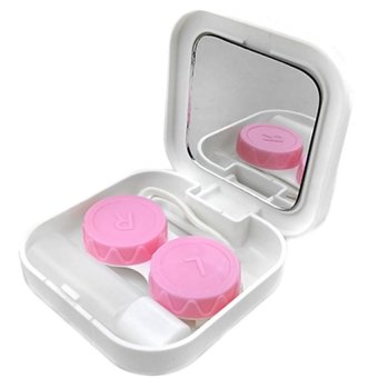 Cocotina Portable Travel Contact Lens Case Kit Set Storage Box Container w/Mirror Box Set - White - intl
