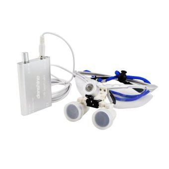 Silver 3.5X 320mm Dentist Dental Surgical Medical Binocular Loupes Optical Glass Loupe + Portable LED Head Light Lamp