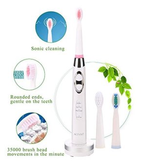 ACEVIVI SG-917 Sonic Electric Rechargeable Toothbrush With 2 Replaceable Toothbrush Heads, IPX7 Waterproof Rate, White - intl