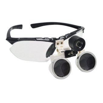 Black 3.5X 320mm Dentist Dental Surgical Medical Binocular Loupes Optical Glass Loupe + Portable LED Head Light Lamp