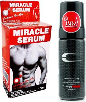 C Genital Cleansing Foam For Men – Confident and Men Miracle Serum โฟมทำความสะอาดจุดซ่อนเร้น สารสกัดกวาวเครือนวด และ เซรั่มนวด ขยายขนาด ชะลอการหลั่ง และ ปรับสีผิว น้องชาย ให้จางลง ตึงกระชับ 2 ชิ้น.9 ชิ้น