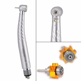 New Dental High Speed E-generator Fiber Optic LED Handpiece with Twill Handle Large Torque Push Button 3 Water Spray 4 Hole Ceramic Bearing A class - intl