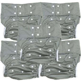 BABYKIDS95 กางเกงผ้าอ้อมผู้ใหญ่ ซักได้ กันน้ำ ฟรีไซส์ปรับขนาดได้ เซ็ท 5 ตัว (สีเทา)
