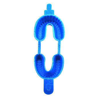 L Blue Dental Fluoride Disposable Dual Arch Trays For Gel or Foam 100 pcs