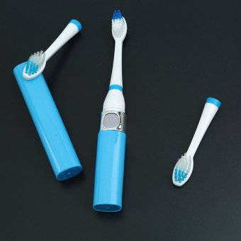 HengSong Rotating Anti Slip Waterproof Electric Toothbrush with 2 Brush Heads Blue - intl