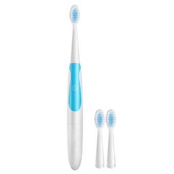 GETEK Sonic Electric Waterproof Toothbrush with 2 Extra Heads (Light Blue)