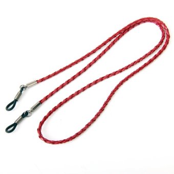 Leather Eyeglasses Chain Holder - Dark Red