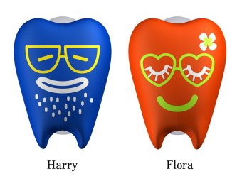 Flipper ที่ครอบแปรงสีฟันรุ่น แฮรี่ & ฟลอร่า สีน้ำเงิน/ส้ม (2 ชิ้น /แพค)