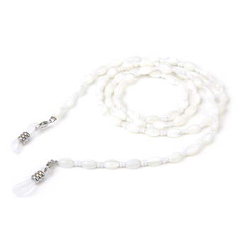 Natural Shell Mother of Pearl Bead Eyeglass Chain Cord Necklace White