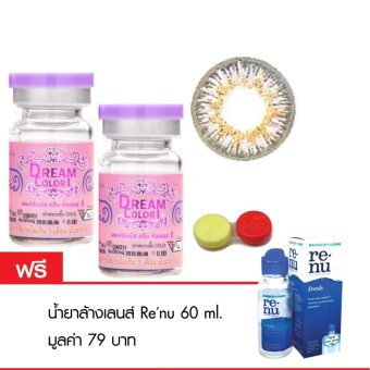Dreamcolor1 ทุกค่าสายตา 0.00-10.00 รุ่น mini tokyo gray 1 คู่ (สีเทา) แถมฟรี น้ำยาล้างเลนส์ renu 60 ml.1 ขวด