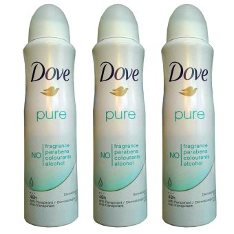 Dove Pure Antiperspirant Deodorant Spray Fragrance Free 48 Hour 150ml (3 ขวด)
