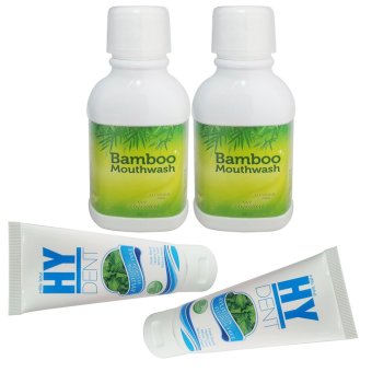 Hylife Bamboo mouthwash น้ำยาบ้วนปาก 300 ml. (2 ขวด) Hy Dent ยาสีฟัน 80g. (2 หลอด)