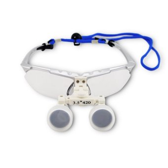 เงิน 3.5 x 420มมแพทย์ศัลยกรรมทันตกรรมทันตแพทย์บัง Loupes แก้วแสงเสียงแตร