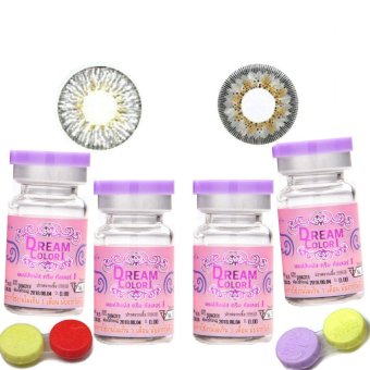 Dreamcolor1แบบแฟชั่น รุ่น mini cool (สีเทา) + mini icy (สีเทา) พร้อมตลับใส่ 2 คู่