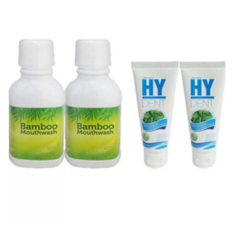 HY Dent Bamboo mouthwash 300ml. + HY DENT Set ดูแลสุขภาพปาก 80 g. (2ชุด)
