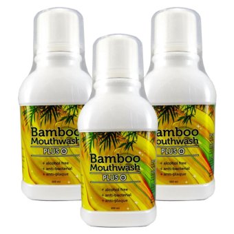 Bamboo mouthwash Plus น้ำยาบ้วนปาก แบมบูเม้าท์วอช พลัส หมดปัญหากลิ่นปาก คราบพลัค หินปูน 3 ขวด (300 ml./ขวด)