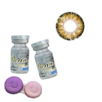 beauty lens คอนแทคเลนส์แบบแฟชั่น รุ่น Q๊ueen 3 tone brown 1 คู่ (สีน้ำตาล) พร้อมตลับใส่