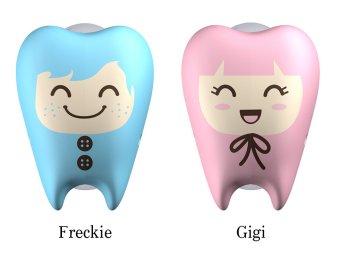 Flipper ที่ครอบแปรงสีฟัน รุ่น แฟรกกี้ & กิกี้ สีฟ้า-ชมพู (2 ชิ้น /แพค)