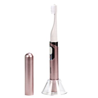 GETEK Rechargable Waterproof Sonic Electric Toothbrush with 2 Extra Heads (Pink)