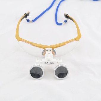 Gold 2.5X 320mm Dentist Dental Surgical Medical Binocular Loupes Optical Glass Loupe