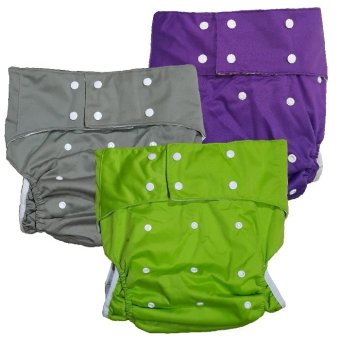 BABYKIDS95 กางเกงผ้าอ้อมผู้ใหญ่ ฟรีไซส์ เซ็ท 3 ตัว (สีเขียว/เทา/ม่วง)