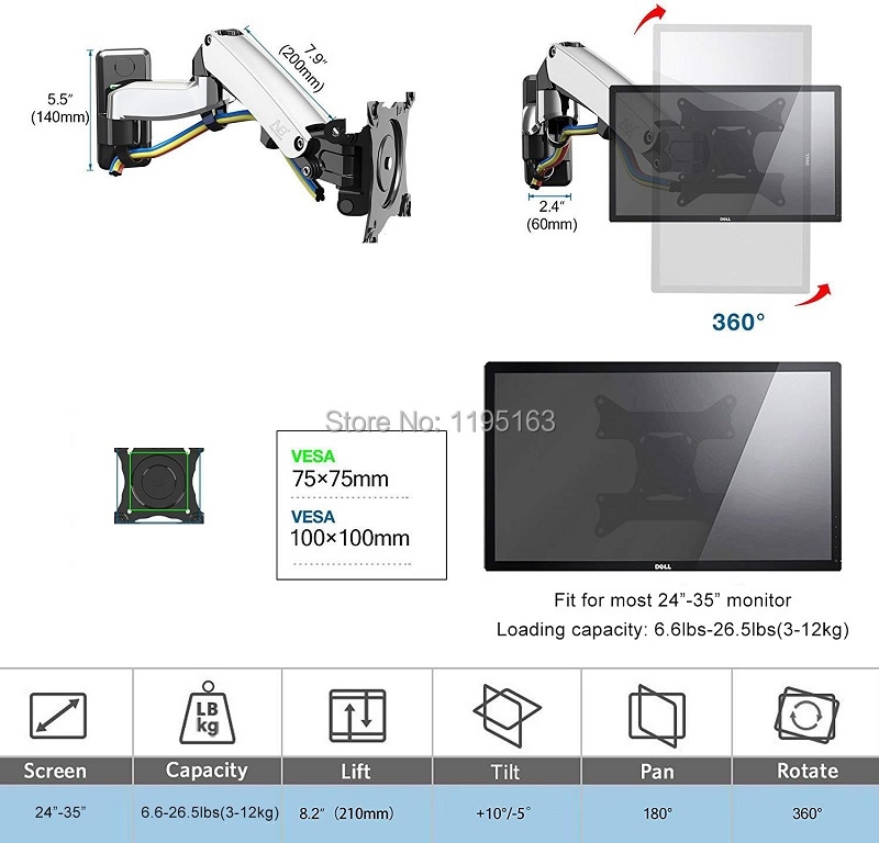 Cw North Bayou F F F Arm Wall Mount Tv Bracket W Adjustable