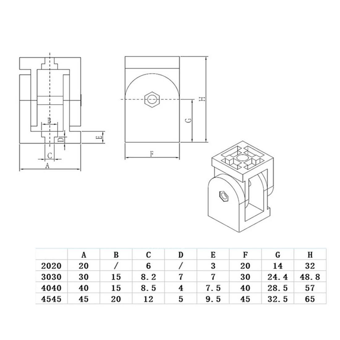 Aluminum Profile Fittings Zinc Alloy Angle Flexible Pivot