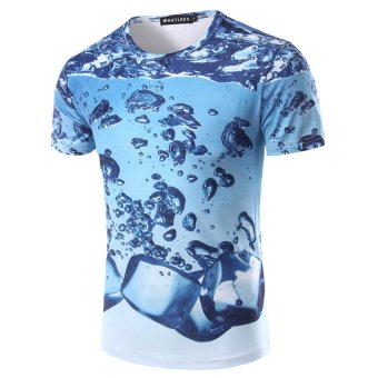 ช่วงฤดูร้อนของพวกผู้ชายเสื้อยืดการพิมพ์ 3D หยดน้ำเสื้อยืด (สีน้ำเงิน) ช่วงฤดูร้อนของพวกผู้ชายเสื้อยืดการพิมพ์ 3D หยดน้ำเสื้อยืด (สีน้ำเงิน)