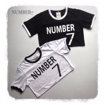 NUMBER7 005 ดำ คอ ขาว สกรีน NUMBER7 005 ดำ คอ ขาว สกรีน