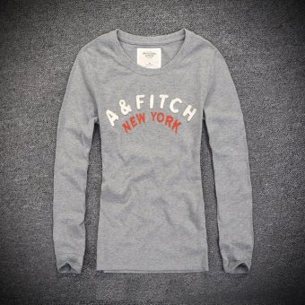 เสื้อยืด แขนยาว ปักลาย ABERCROMBIE สีเทา เสื้อยืด แขนยาว ปักลาย ABERCROMBIE สีเทา