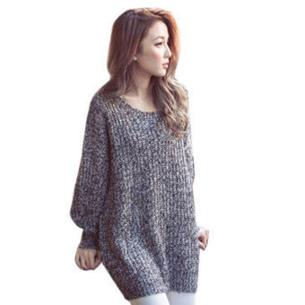 แฟชั่นเกาหลีสไตล์สาวหลุดร่วงรอบคอเสื้อไหมพรมบางบ่อ (สีเทา) แฟชั่นเกาหลีสไตล์สาวหลุดร่วงรอบคอเสื้อไหมพรมบางบ่อ (สีเทา)