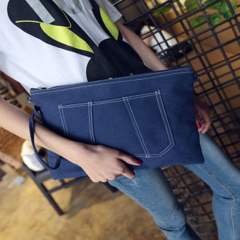 กระเป๋าClutchผ้าใบ สีน้ำเงิน กระเป๋าClutchผ้าใบ สีน้ำเงิน
